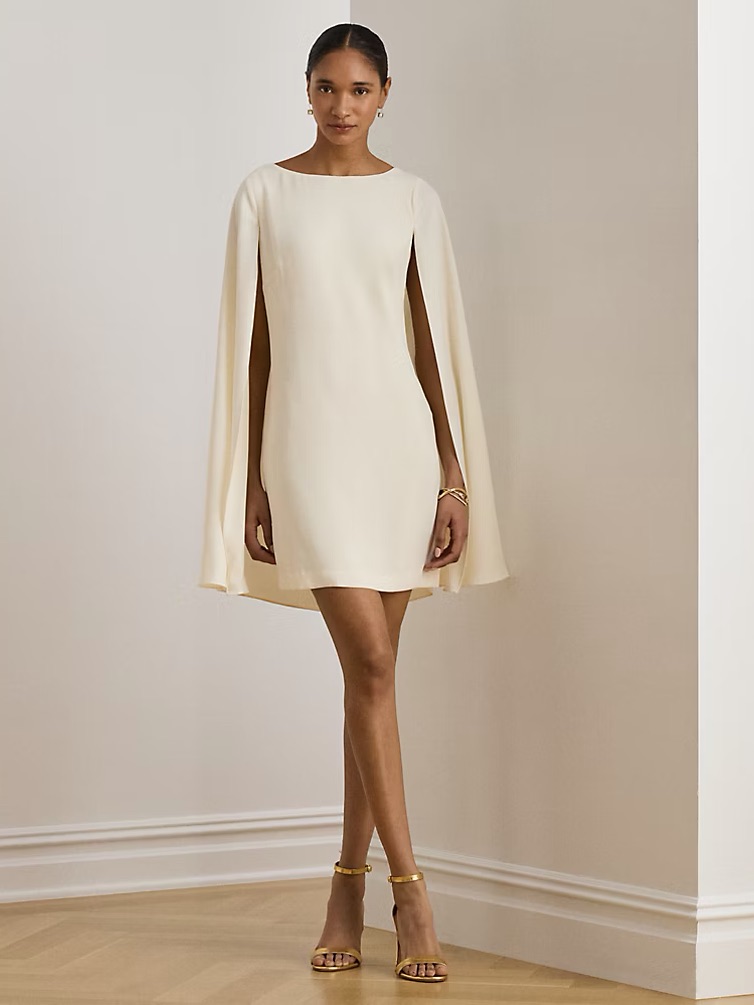 Ralph Lauren Cape Georgette Cocktail Dress